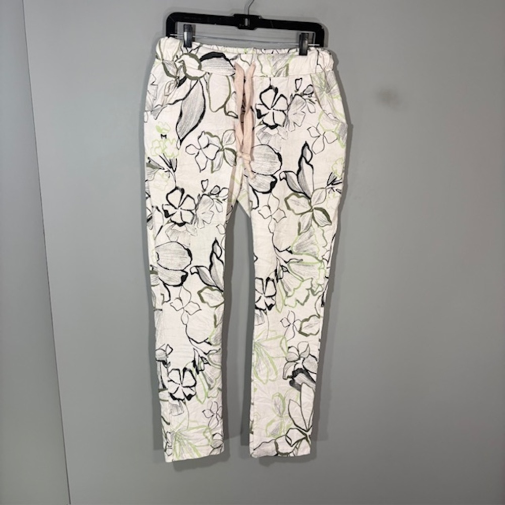 Venti6 Pants Womens M Multicolor Floral Jogger Elastic Waist Twill Pockets